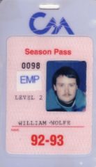 Bill's Crystal Mountain Season Pass 1992-93